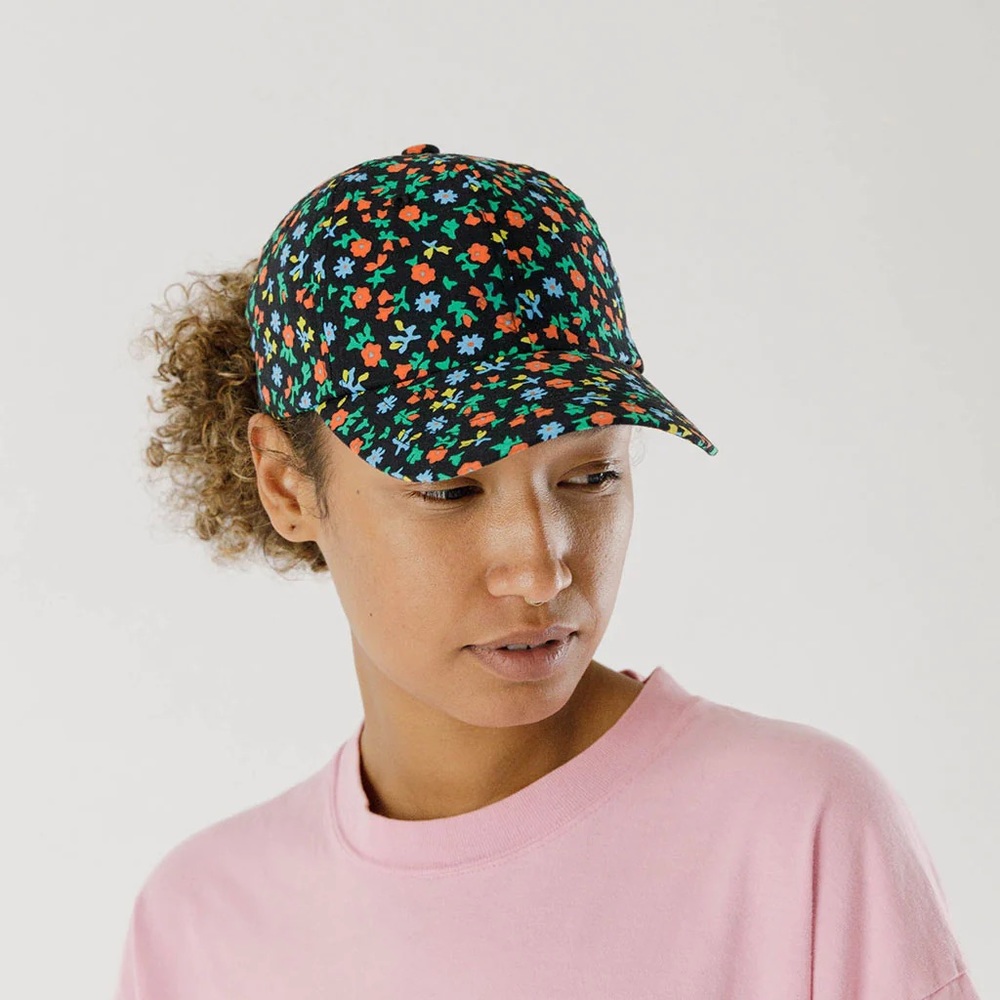 LIKE NEW Baggu black calico floral baseball cap